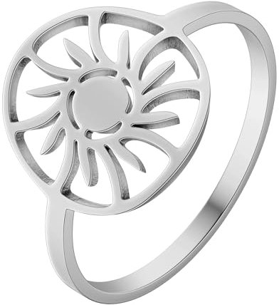 Rings Ring Ringe Damen Bijouterie Herren Sonne Sonnenblume Knöchel Fingerring Für Frauen Männer Paar Boho Jubiläum Silber