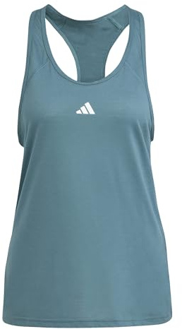 adidas Damen Train Essentials Minimal Branding Racerback Tank Top, preloved Teal/White, L