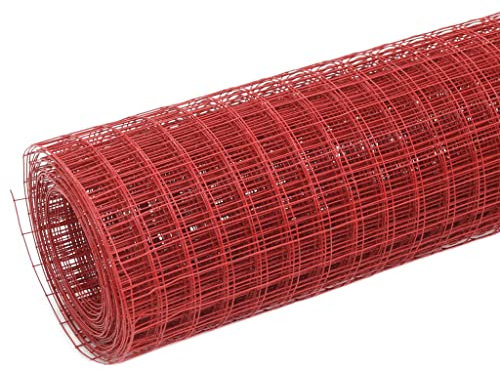 Dekorative Zäune Hundezaun Camping Weidezaun Begrenzungszaun Für Hunde - Drahtzaun Stahl mit PVC-Beschichtung 25x1,5 m Rot für Garten Camping Parks Bauernhof