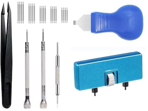 MOKLYF 26pcs Watch Battery Replacement Tools Watch Repair Kit Watch Case Removal Tool Watch Case Opener Tool, As Shown(