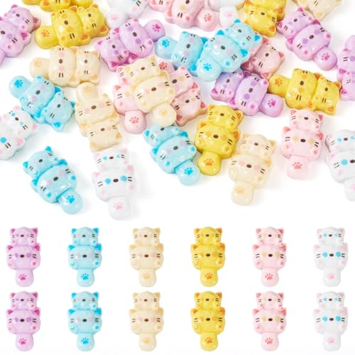 Sparkeads Katzen-Cabochons, 29,5 mm, flache Rückseite, Tier-Cabochons, undurchsichtig, Kunstharz, Verzierung für Scrapbooking, Schmuck, Handyhülle, Haarnadel, Damenzubehör,