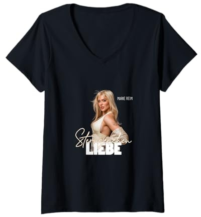 Marie Reim Damen T-Shirt mit V-Ausschnitt, Schwarz, S