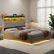 NNXHWY Gepolstertes Doppelbett mit Stauraum, Boxspringbett, gepolsterte Betten mit LED-Licht und USB-Tür, Ottoman-Bett mit Kopfteil und Lattenrost (Weiß, 140 x 200 cm)