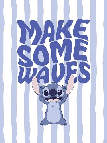 Komar Wandbild- Disney Lilo and Stitch Make Some Waves - Größe 30 x 40 cm - Poster, Kinderzimmer, Dekoration - gerollt ohne Rahmen, Blau