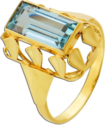 Ch.Abramowicz Aquamarin Ring 3ct Gold 585 14K blauer Edelstein Antikschmuck 18