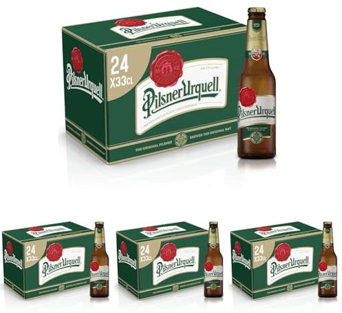 Pilsner Urquell Birra Pils, Cassa Birra Con 24 Birre In Bottiglia Da 33 Cl, 7.92 L, Gusto Pieno Intensamente Luppolato, Gradazione Alcolica 4.4% Vol (Confezione da 4)