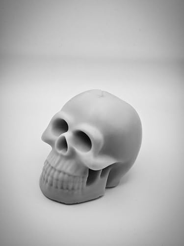 Totenkopf (Schädel) Kerzen aus Premium Olivenwachs (Grau)