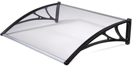 Brigros - Pensilina Da Esterno In Policarbonato Con Supporti In ABS Neri E Viti Di Fissaggio Inclusi, Ideale Come Tettoia Per Esterno Finestra O Porta In Due Misure (Nero, 100x120 cm)
