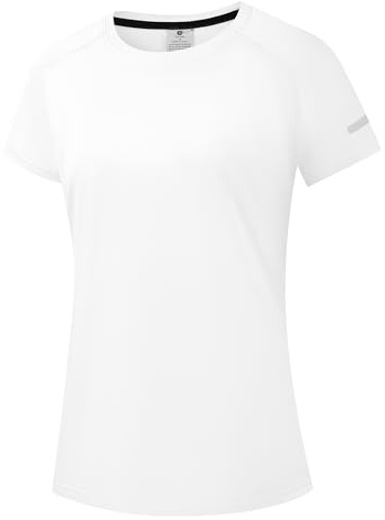 Holure Women's Rash Guard UPF 50+ Sun Protection Short Sleeve T-Shirts Lightweight Quick Dry SPF UV Swim Shirt White 02-L