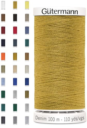 Nähmit - Gütermann DENIM 100-Meter Jeansgarn hochwertig und reißfestes Nähmaschinengarn + GRATIS FARBKARTE (A06-1310)