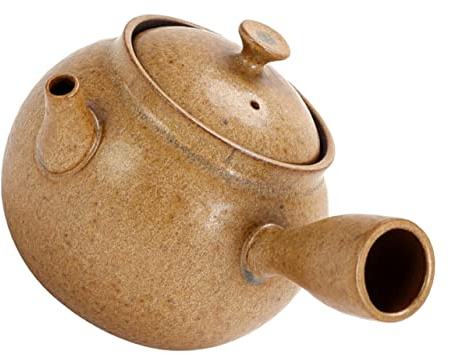 FUNOMOCYA Ceramic Home Kettle Retro Style Long Handle Teapot with Fine Filter Heat Resistant Yellow Porcelain Teapot for Household and Tearoom Use Elegant Practical Tea Pot for Office and