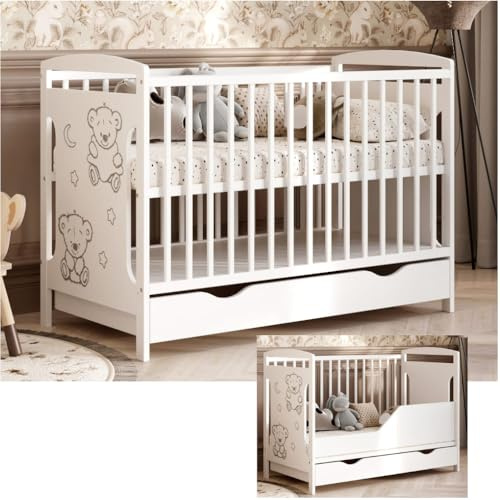 Genérico Cuna Ted 120 x 60 cm con cajón y Kit de conversión: Crece con su Hijo (sin colchón).