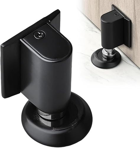 Magnetic Door Wedge Stopper, Heavy Duty Magnetic Doors Catch Holder, Windproof Stopper No Drill Invisible Doorstops for Inside Door,Prevents Door Slamming for Home & Office (Black, 1 Pack)