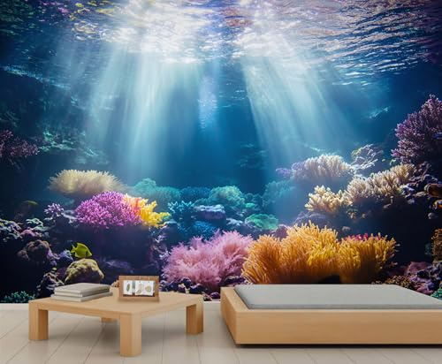 Papier peint mural sur le thème de l'océan pour salon, chambre à coucher, peintures murales sous-marines – 450 x 315 cm (ne pas décoller et coller)