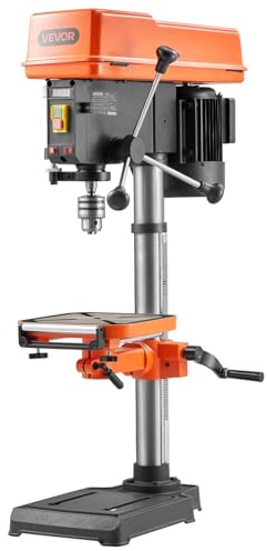 VEVOR Trapano a Colonna da Banco 305 mm, Potenza Nominale 550 W, Piano di Lavoro Inclinabile, con Laser e Luce di Lavoro a LED, Velocità Variabile, Trapano a Colonna per Lavorazione del Legno