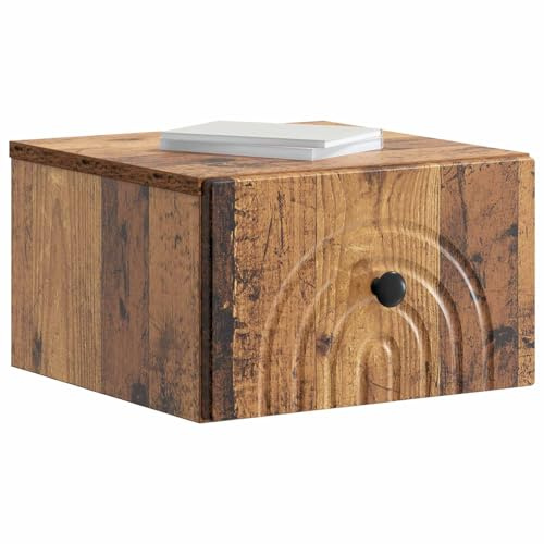 vidaXL Wandmontierter Nachttisch Altholz 33 x 34,5 x 20 cm, Wohnzimmer-Aufbewahrung, Vintage-Schrank, rechteckig, viel Platz, Coole Lösungen für effiziente Ordnung