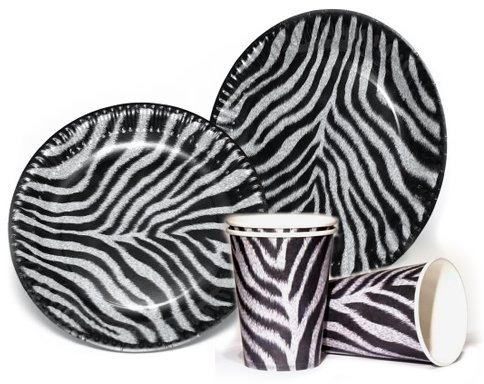 DH-Konzept 10 Assiettes en Carton Look zèbre