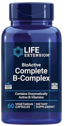 Life Extension BioActive Complete B-Complex, Heart, Brain and Nerve Support, Healthy Energy, Metabolism, Complete B Complex, 60 Vegetarian Capsules