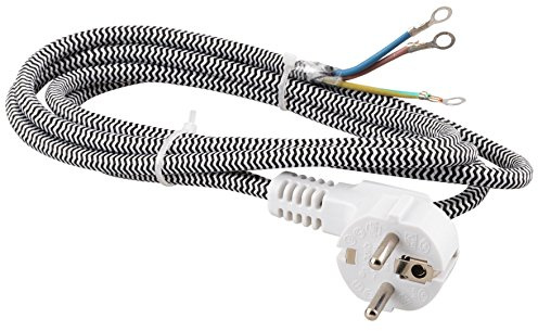 Electraline 2085101UI Verlängerung für Glätteisen, Länge 2M, Profilkabel 3G1 mm, Schwarz/Weiß