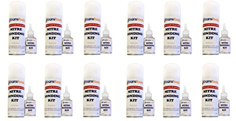 12 x Transtools Mitre Bonding System Kit Superglue and Activator Trade Pack