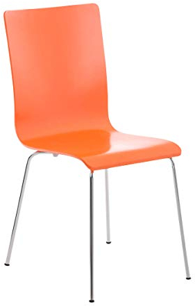 CLP Silla de Espera Pepe I Silla para Visitas con Asiento de Madera I Silla de Conferencia con Soporte Metálico Estable, Color:Naranja