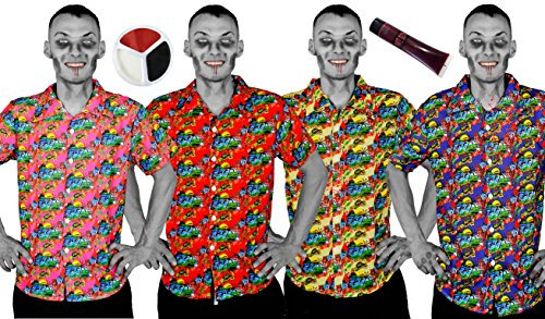 Disfraz turístico de Zombies para adultos con camisa de hawai amarilla, sangre falsa y pintura facial, disfraz perfecto de halogena o vestido de fantasía. Tamaño: mediano