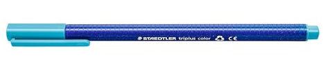 STAEDTLER Filzstifte triplus color, aquablau, dreikant, stabile, eindrucksichere Spitze, Linienbreite ca. 1 mm, kindgerecht, Made in Germany, 10 aquablaue fibre-tip pens im Kartonetui, 323-30