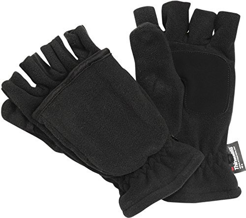 Claus Modes Herren Fleece Handschuhe mit Thinsulate und Klappe Magnet, Farben:schwarz, Handschuhgröße:L/XL