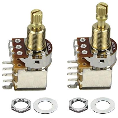 FLEOR 2PCS A500K Push Push Bounce Switch Potentiometer Audio Taper Pot Long Split Copper Shaft for Electric Guitar Bass Volume/Tone Controls
