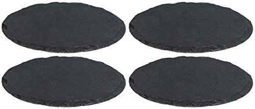 Novaliv 4 piastre in ardesia, rotonde, 20 x 0,5 cm, per sushi servier, piatti da portata, in pietra, rotondi, per formaggio, piatti rotondi