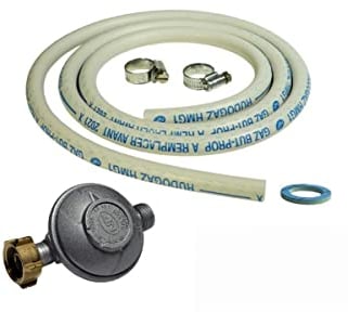 Univers Du Pro Gas-Anschluss-Set, komplett, für Gaskocher (flexibler Schlauch 1,5 m + Schnulleraufsatz + Druckminderer Butan 28 mbar)