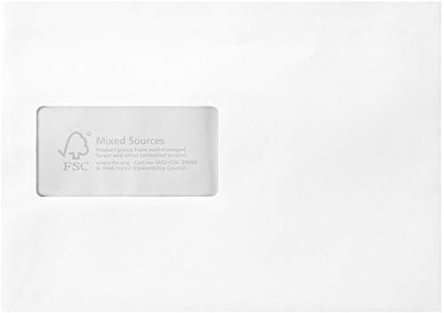 MAILmedia® Versandtasche, mit Fenster, haftklebend, C5, 162 x 229 mm, 100 g/m², weiß (500 Stück), Sie erhalten 1 Packung á 500 Stück