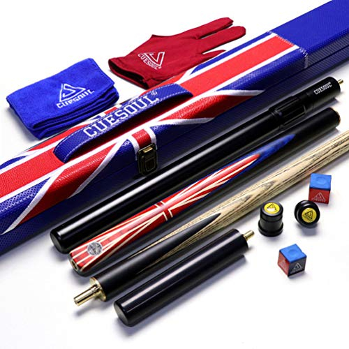 CUESOUL 57 Handcraft 3/4 Ebenholz Snooker Queue mit Union Jack Flag Design