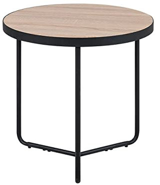 Runder mittelgroßer Couchtisch im innovativen Heller Holzfarbton/schwarz Design