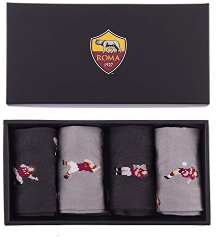 AS Roma Casual Socks Box Set, Unisex - Erwachsene, Schwarz/Rot, 40-46