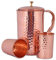 2 Pieces Drinking Water Glasses with 1 Copper Pitcher Jug, The Great Ayurveda Product (Hammered) 1.5 L