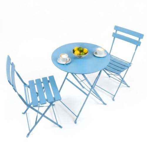 Harbour Housewares 2 Seater Bistro Garden Furniture Set - Cornflower Blue