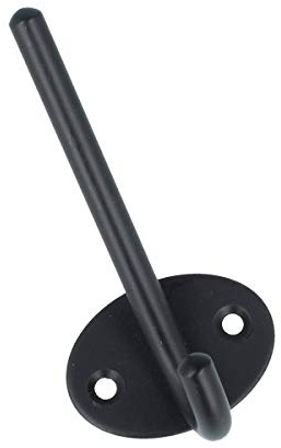 MS Beschläge Industrial Style Huthaken Garderobenhaken Schwarz matt beschichtet Kleiderhaken massiver Stahl Wandhaken 103mm Höhe inklusive Schrauben