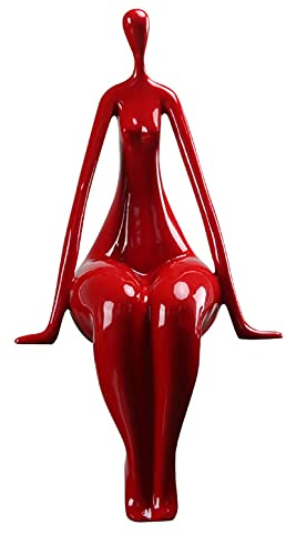 LGYKUMEG Abstrakte Frau Nackt, Nackte Frau Bücherregal Dekor, Skulpturen Modernes Dekor Home Glaskunst Frau Isabella Skulptur Nackte Finesse Handwerk für Wohnzimmer Dekor,Rot,21 * 39CM
