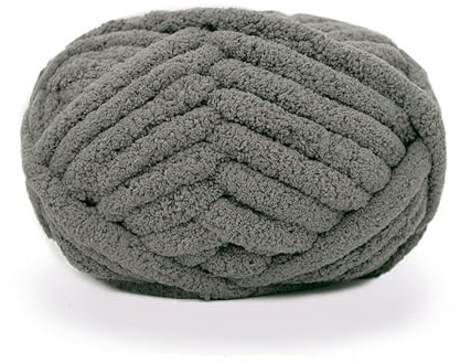 Chunky Yarn for Hand Knitting Blanket,Chenille Chunky Yarn Super Soft Jumbo Yarn for Crocheting,Arm Knitting Chunky Blanket Yarn, Dark Grey