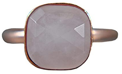 Argent Sterling 925 - bague quartz rose - carré - plaqué or rose - facetté - réglable - idée cadeau / 925 sterling silver - rose quartz ring - square - rose gold plated - faceted - adjustable