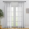 PONY DANCE Gardinen Wohnzimmer Modern 2er Set - Voile Gardinen Leinenoptik Vorhang Hellgrau Balkontür Gardinen mit Kräuselband Luftiger Vorhang Halbtransparent, H 220 x B 140 cm