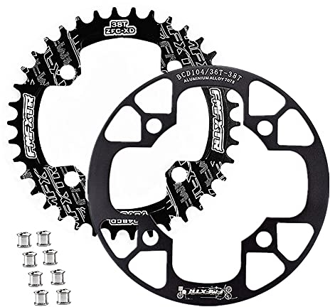 WASAGA Plato Bicicleta, 104BCD Protector & 8pcs Tornillos de Plato Bicicleta para MTB CNC Cirkset 32T 34T 36T 38T 40T 42T Plockes