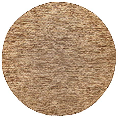 Paco Home Outdoor Teppich Flachgewebe Sisaloptik Modern Einfarbig meliert wetterfest & pflegeleicht Küchenteppich Ideal für Terrasse Balkon Garten Meliert Einfarbig, Grösse:80 cm Rund, Farbe:Coffee