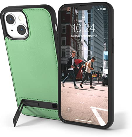 Snakehive Metro Leather Case for Apple iPhone 13 || Real Leather Phone Case with Stand || Genuine Leather & MagSafe Compatible Leather Cover with Kickstand (Green)