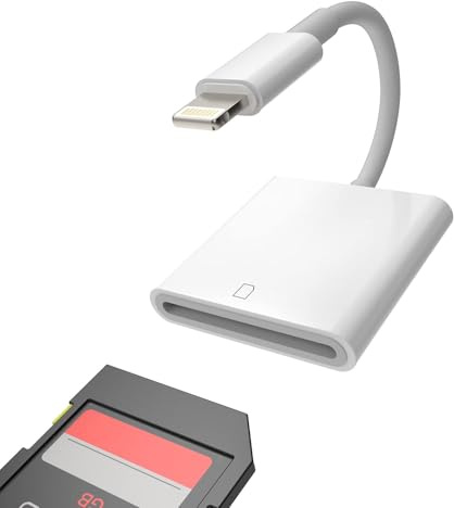 SD-Kartenleser für iPhone Memory Stick, Lightning-auf-Kamera-Adapter für iPad 13, 12, 11 Pro Max, X, XS, XR, 8, 7, 6 Plus, Air, Mini, Zubehör, MFi-zertifizierter Adapter, Kamera-Viewer für Smartphones
