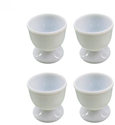 SPORTARC Juego de 4 hueveras blancas – Huevera de cerámica de estilo clásico para huevos duros y blandos – Apto para microondas y lavavajillas