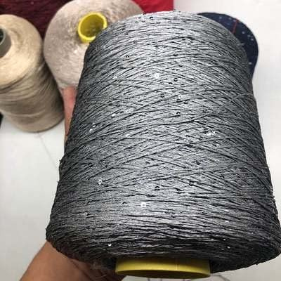 JIAMU 500 g Sommer Eis Seide Pailletten Garn Spezielle merzerisierte Schnur DIY 2 mm Pailletten Handstrickgarn Puppe Pullover Strickschnur