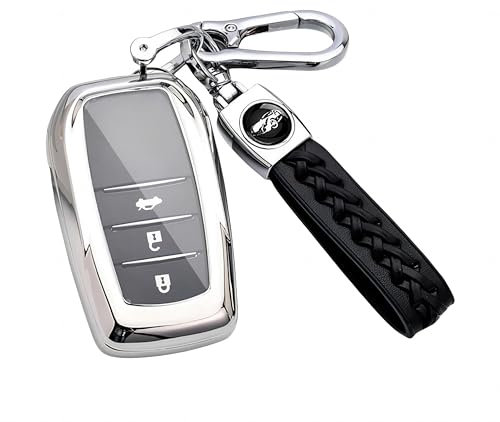 Z.MYUKI 【4 Farben】 Yaris Cross Schlüsselhülle mit Schlüsselanhänger für Toyota Yaris XP21 GR Hybrid 2020-2024 2025 Zubehör Key Cover (Silver)
