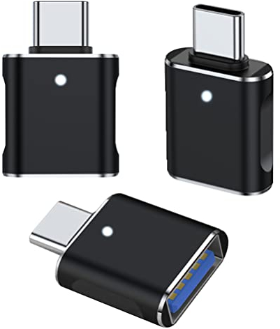 Mepsies Adaptateur USB C Pack de 3, Adaptateur USB C vers USB 3.0, Adaptateur OTG USB Femelle vers USB Type C Mâle Compatible avec MacBook Pro, Samsung Galaxy, Smartphones Type C, Tablettes (Noir)